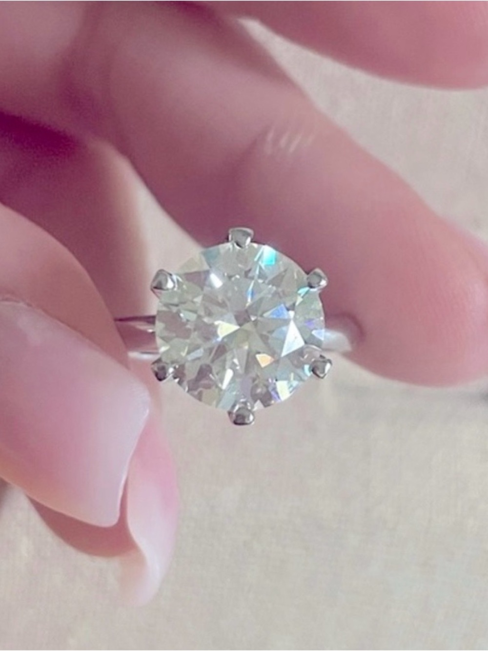 5 ct Classic Solitaire Round Moissanite Ring